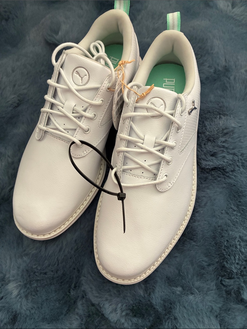 Puma Women’s White and Mint Leather Golf Shoes